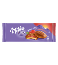 Sausainiai MILKA CHOCO JAFFA su aviečių skonio įdaru, 147 g