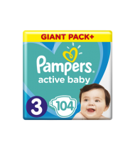 Sauskelnės PAMPERS ACTIVE BABY-DRY 3 (6-10 kg), 104 vnt.