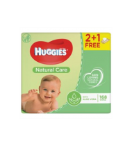Kūdikių servetėlės HUGGIES NATURAL CARE (3x56 vnt.), 168 vnt.