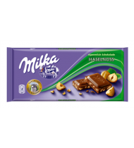 Pien. šokoladas MILKA HAZELNUTS su smulkintais lazdynų rieš., 100 g